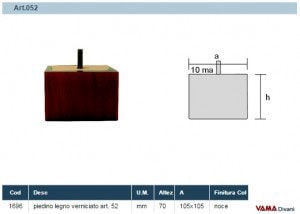 Misure Piedino in Legno quadrato Art.052
