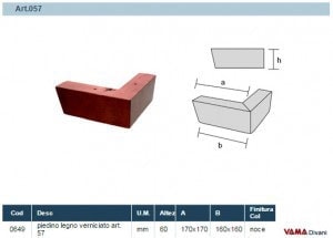 Misure Piedino in Legno a "L" Art.057