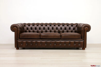 divano chester 3 posti classico marrone vintage